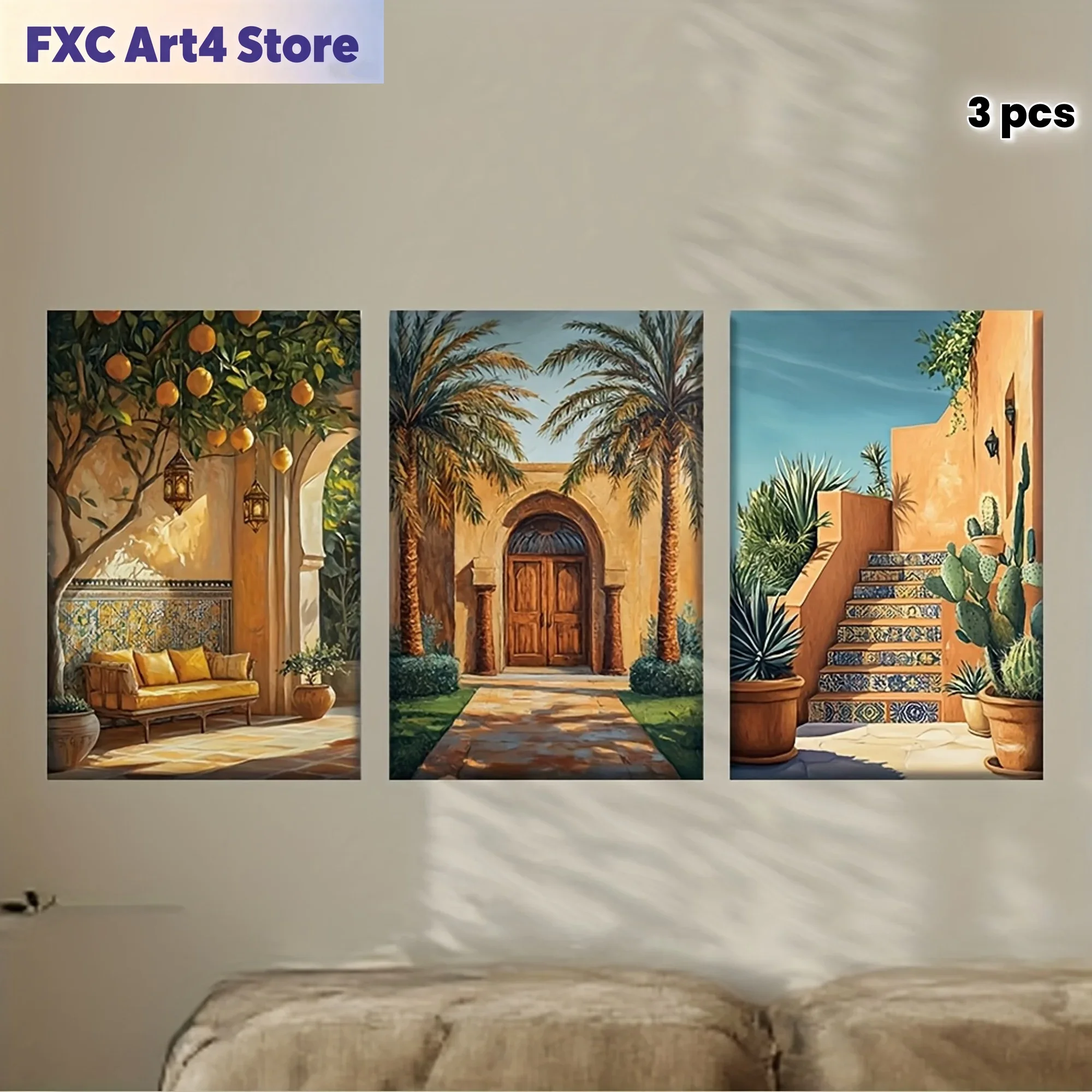 Photography Course - Frameless[JIT]3pcs/set, Canvas painting--Unframed, Luxury Marrakech with