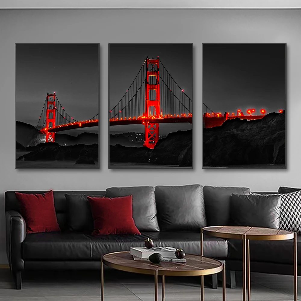 Photography Pose - 3PCS Frameless Poster Golden Gate Bridge