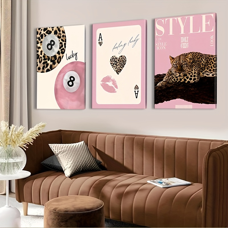 Photography Pose - 3pcs Leopard Cheetah Canvas Wall Art