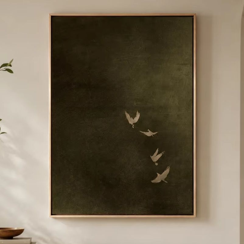 Olive Green Bird Canvas Art, D - Photography Pose ulasan dan harga