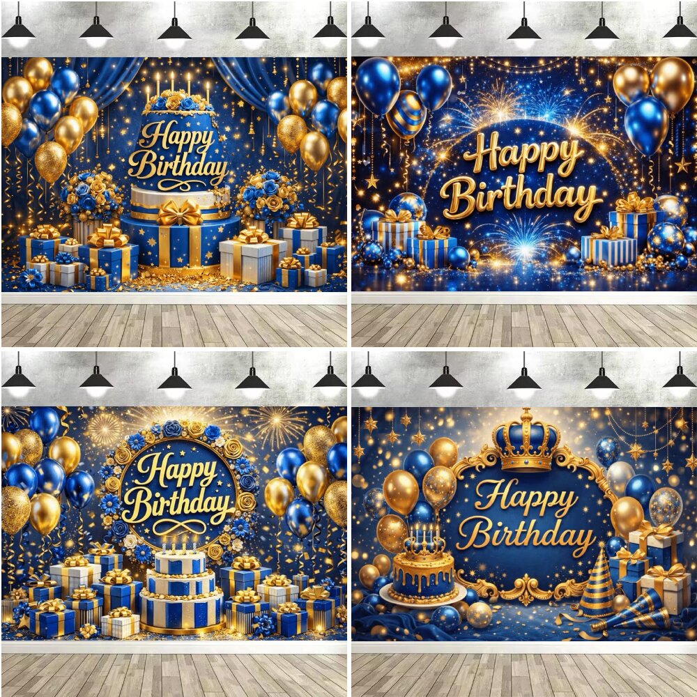 Blue Gold Luxury Happy Birthda - Photography Of A Man ulasan dan harga