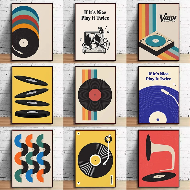 Mid Century Vinyl Record Canva - Photography Pose ulasan dan harga