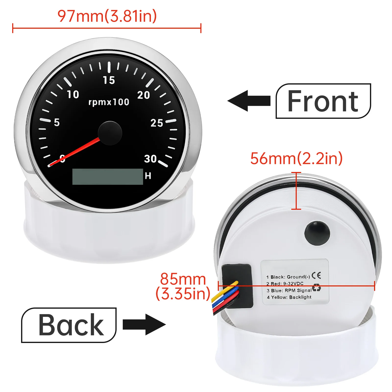 85MM Tachometer with LCD Hour  - Light Meter Incident ulasan dan harga