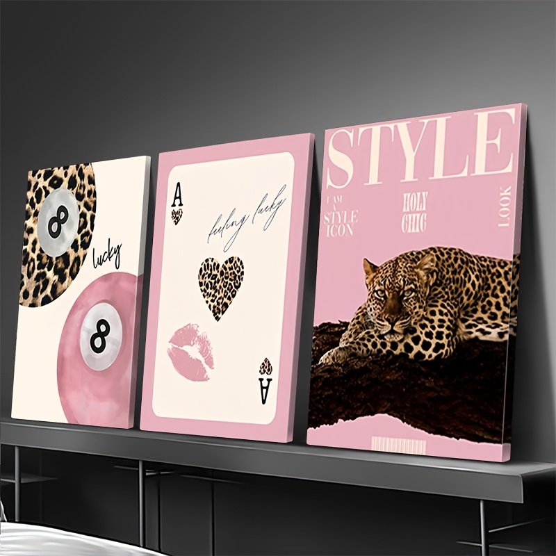 3pcs Leopard Cheetah Canvas Wa - Photography Pose ulasan dan harga