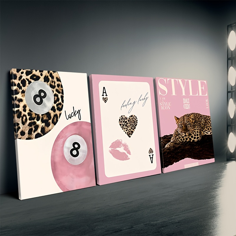 3pcs Leopard Cheetah Canvas Wa - Photography Pose ulasan dan harga