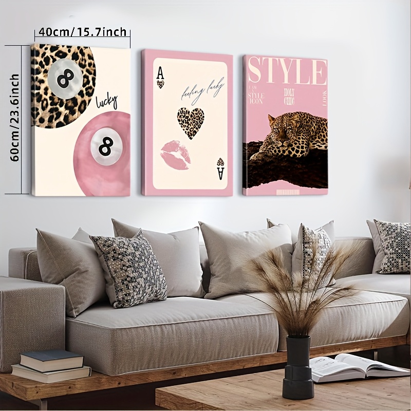 3pcs Leopard Cheetah Canvas Wa - Photography Pose ulasan dan harga