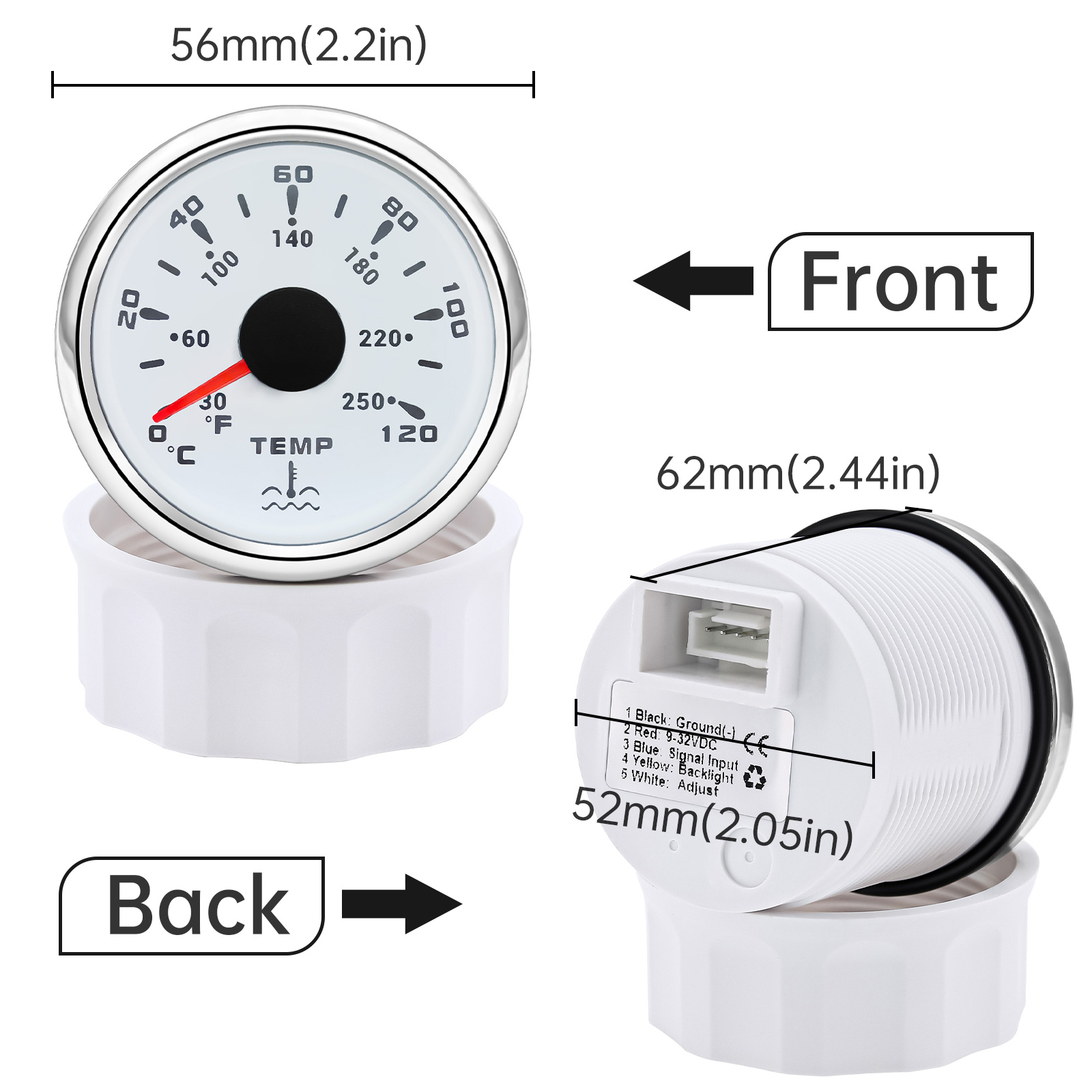 Waterproof 52mm Water Temperat - Light Meter Incident ulasan dan harga